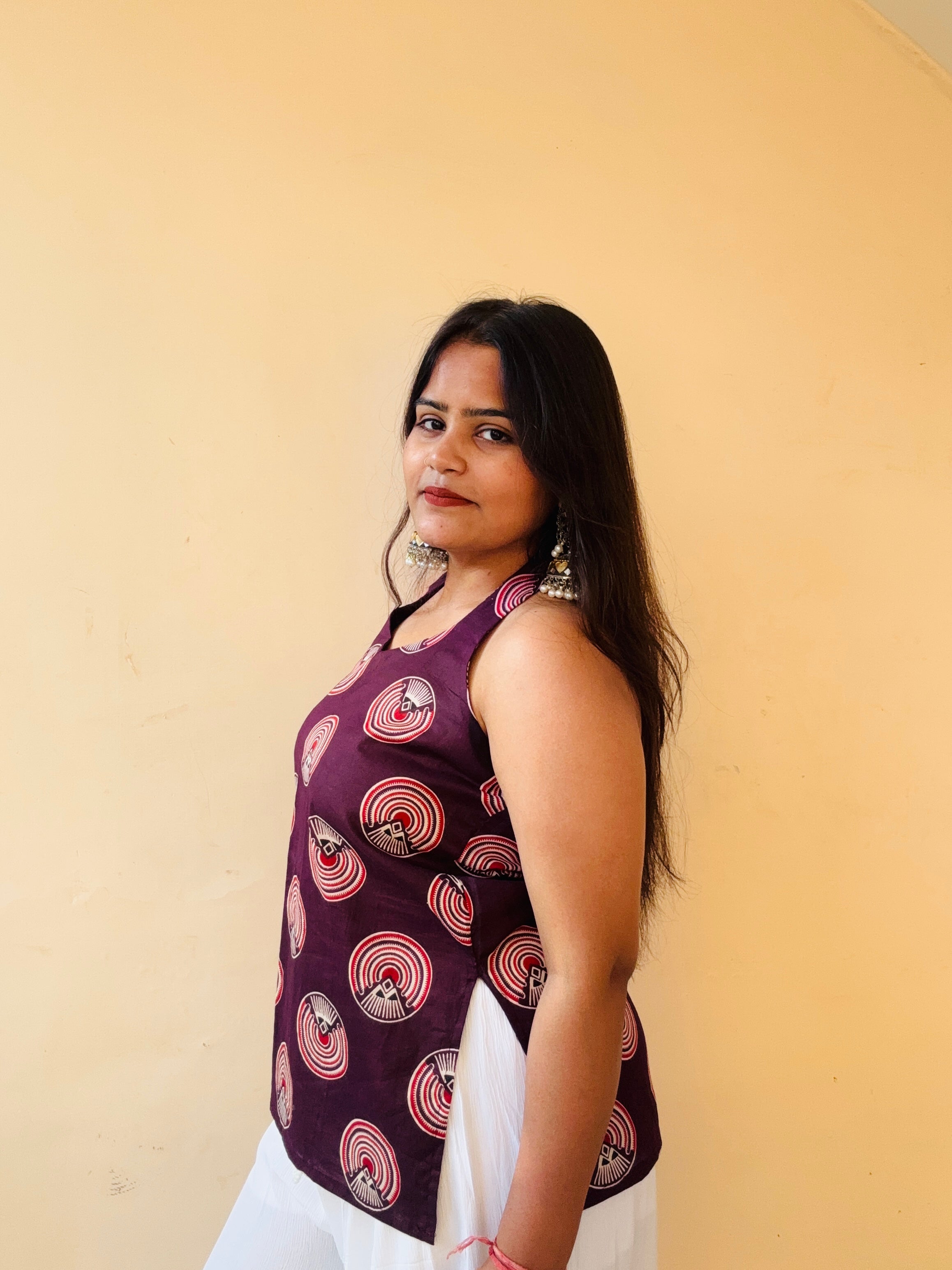 Haulter neck geometric kurti