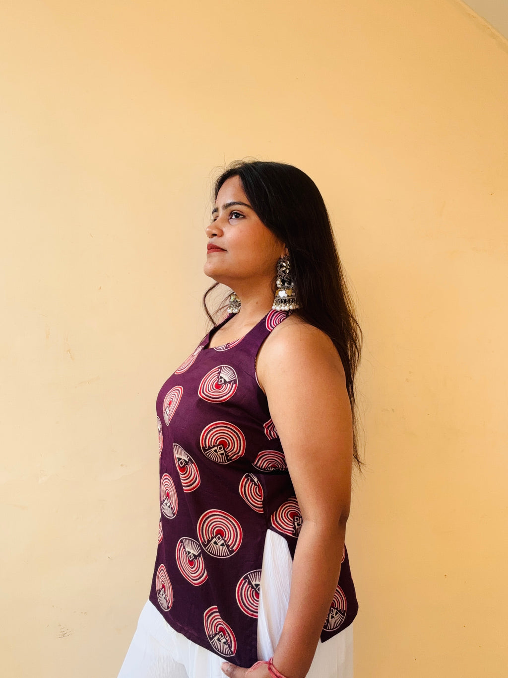 Haulter neck geometric kurti