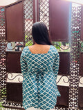 Geometric print bell sleeves kurti