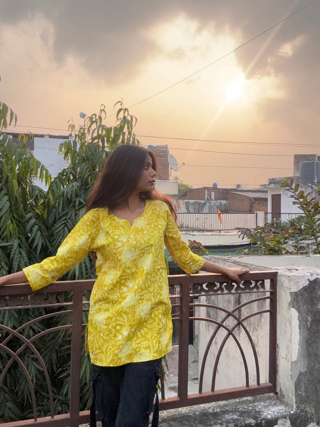 Basanti Bloom Short kurti