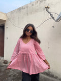 Rosy V-neck peplum short kurti
