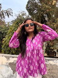 Gulnar V-neck short peplum kurti
